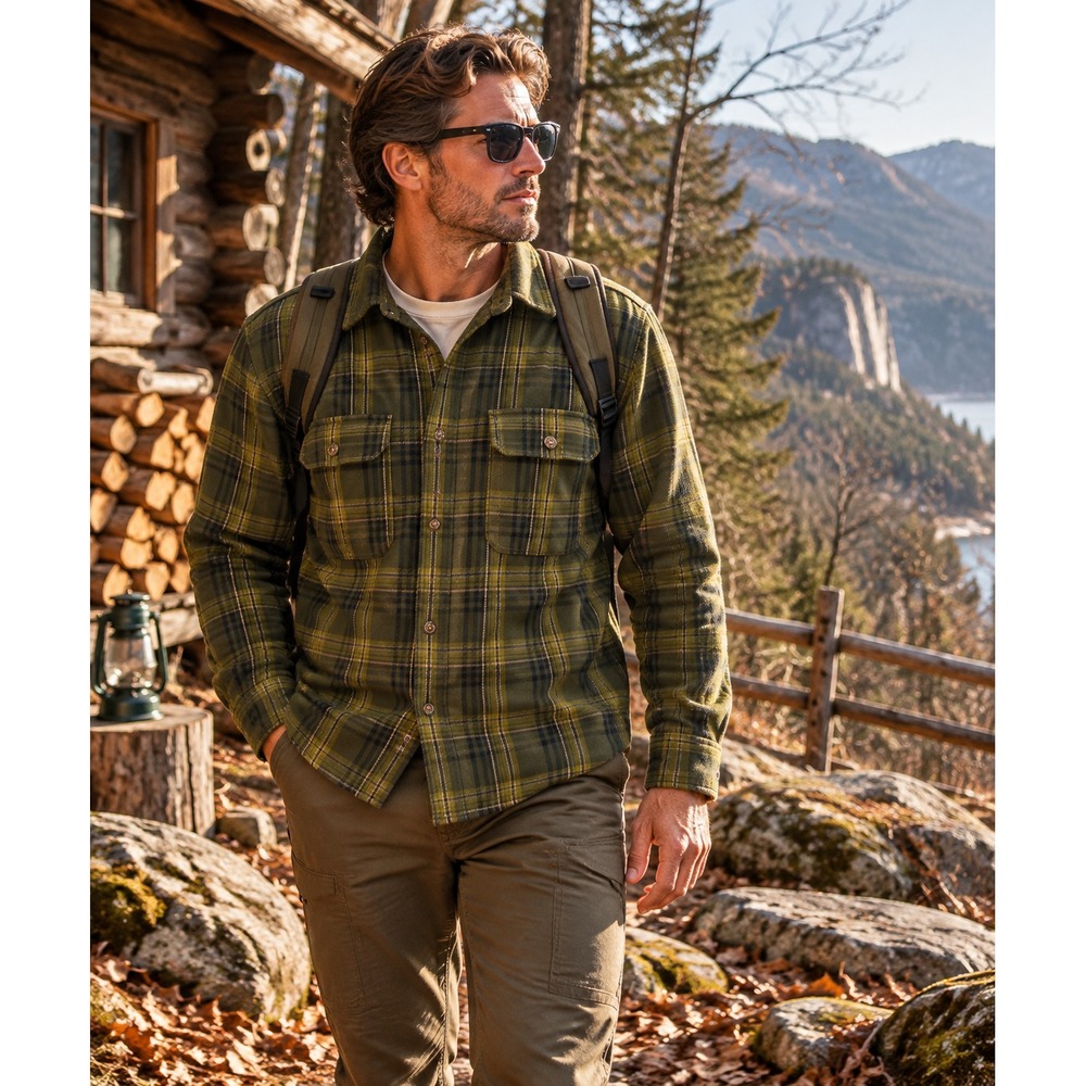 Marmot Mountain Works Mens XXL Plaid Flannel Shirt Green Outdoor Hiking
